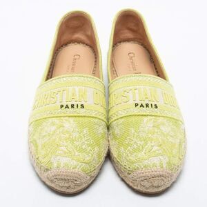 Authentic Christian DIOR Granville Lime Green Floral Flat Espadrilles Si…